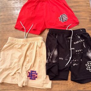 Lot of 3 Medium Eric Emanuel EE Basic mesh shorts Red Black Crème